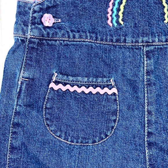 TKS Embroidered Denim Bib Overall Jean Shorts 3-6M - Picture 5 of 11